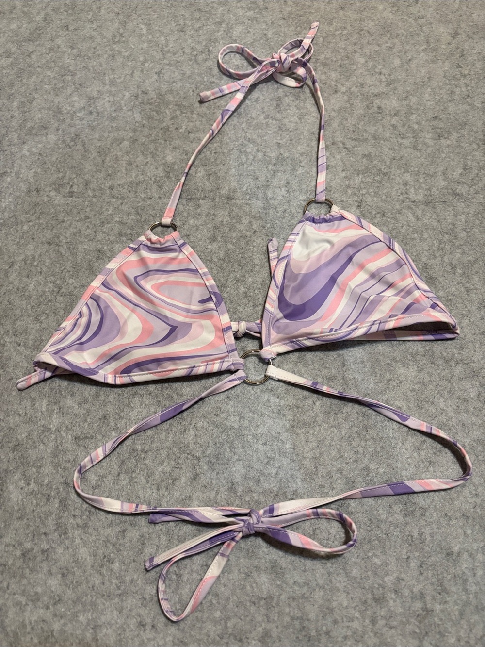 iHeartRaves Marble Swirl Print Triangle String Rave Top